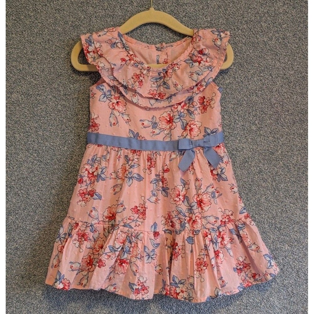 Janie and Jack Size 18-24M Blossom Town Lined Cotton Floral Ruffle Spring Dress